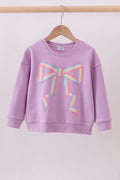 Purple hand-sewn bow mom&me sweatshirt
