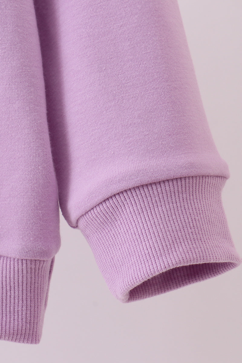 Purple hand-sewn bow mom&me sweatshirt