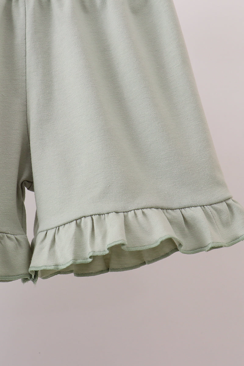 Camo Hunting Embroidered Ruffle Shorts Set