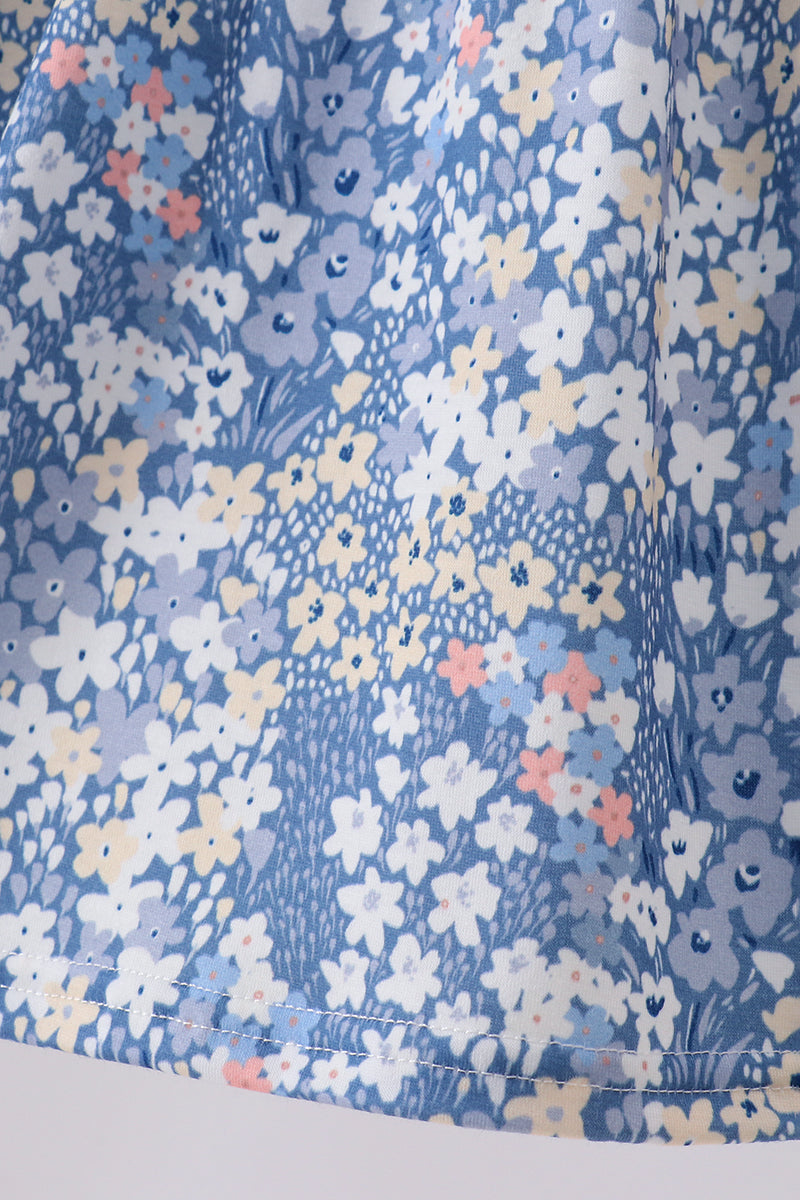 Blue Floral Print Dress