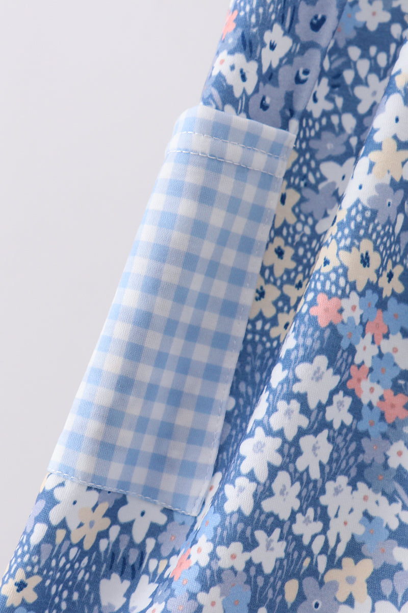 Blue Floral Print Dress