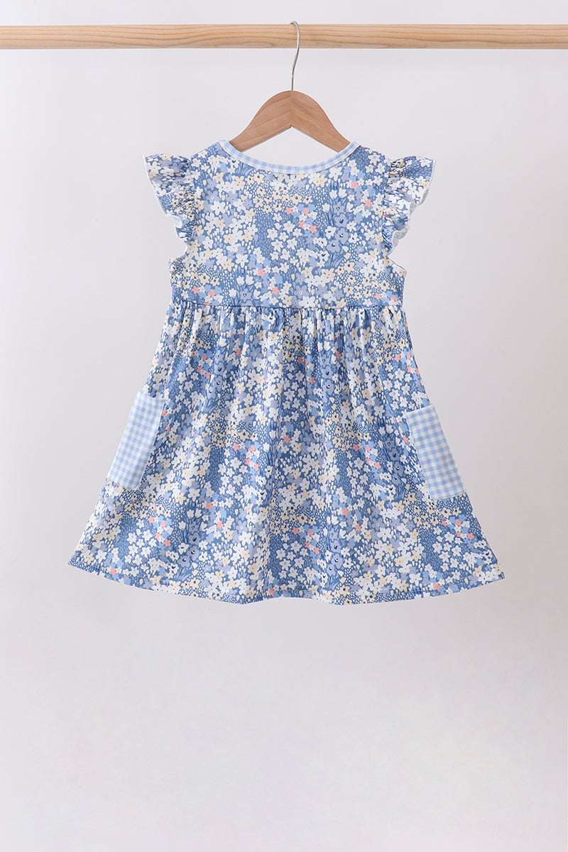 Blue Floral Print Dress