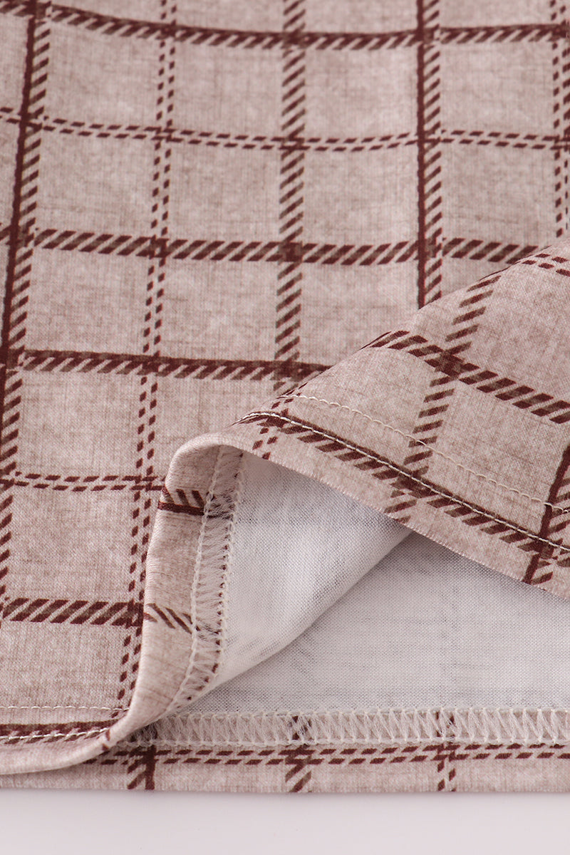 Brown plaid bloomer set