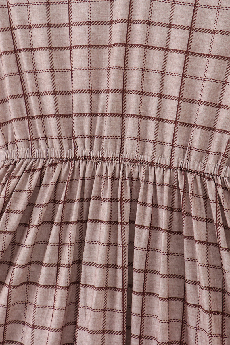Brown plaid mom dress