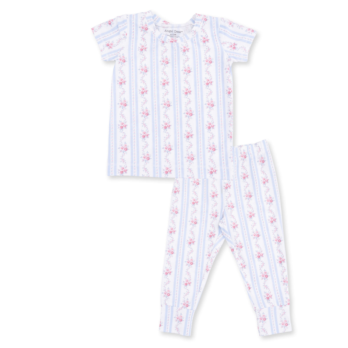 Anna Floral Stripe - Short Sleeve Loungewear Set