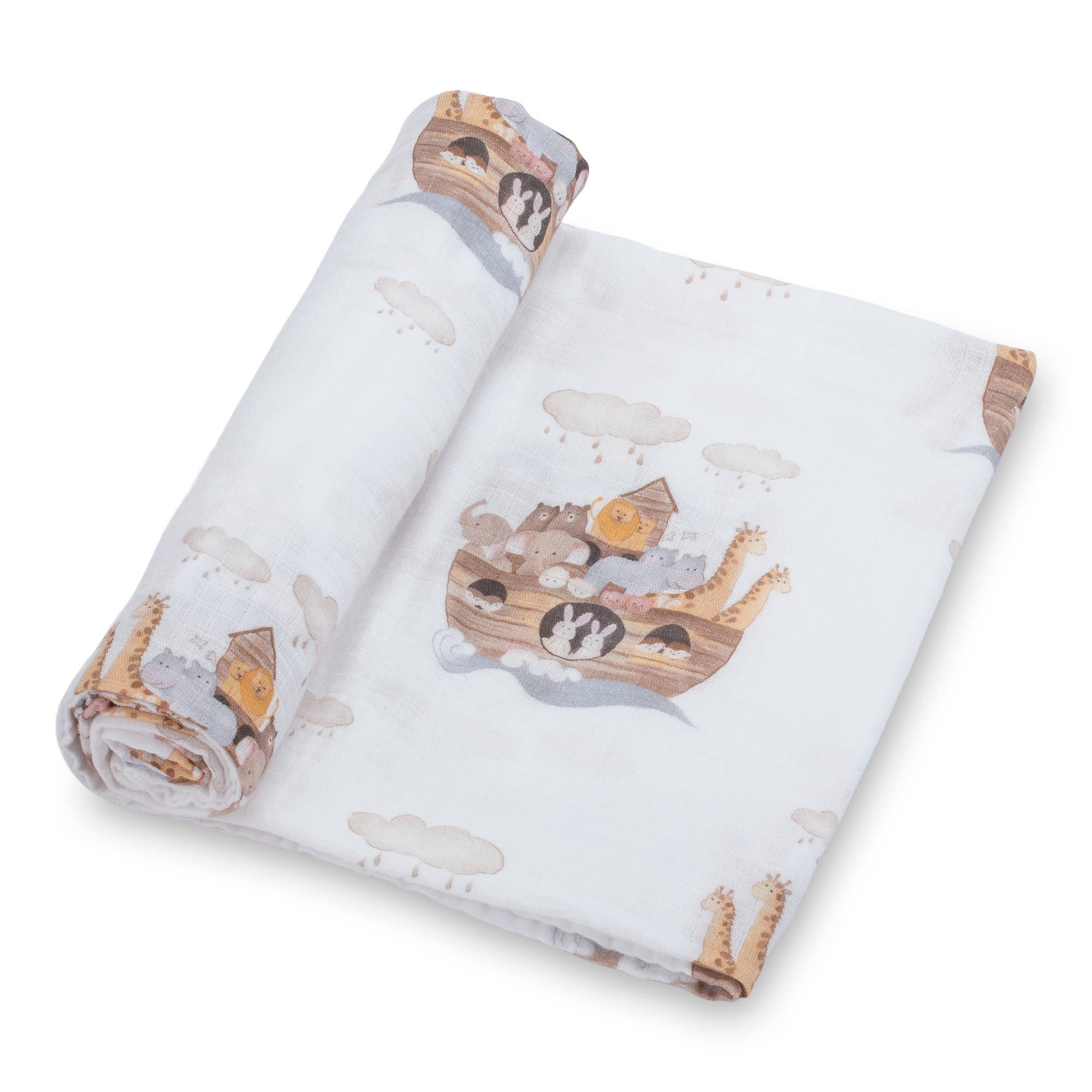 Baby Muslin Swaddle Blanket 47x47 Noah's Ark