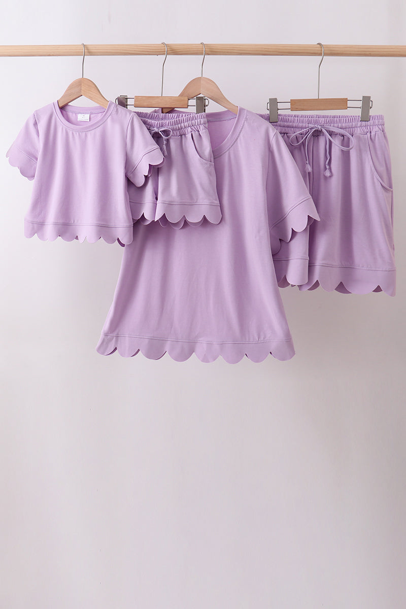 Lavender scalloped mom&me shorts set