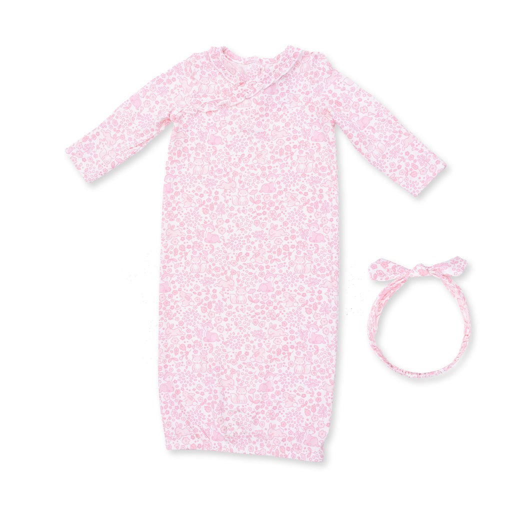 Baby Woodland - Kimono Gown and Knot Headband