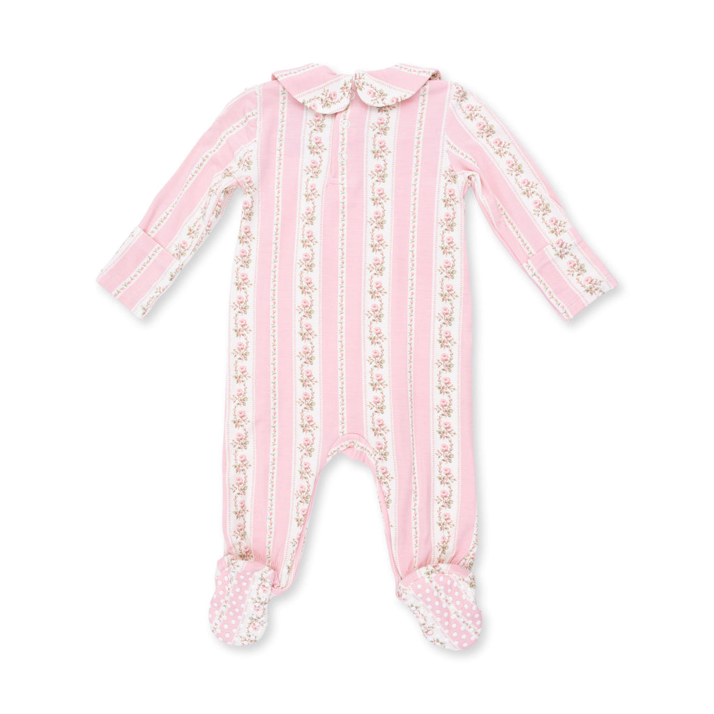 Antoinette Stripe - Smocked Peter Pan Snap Footie