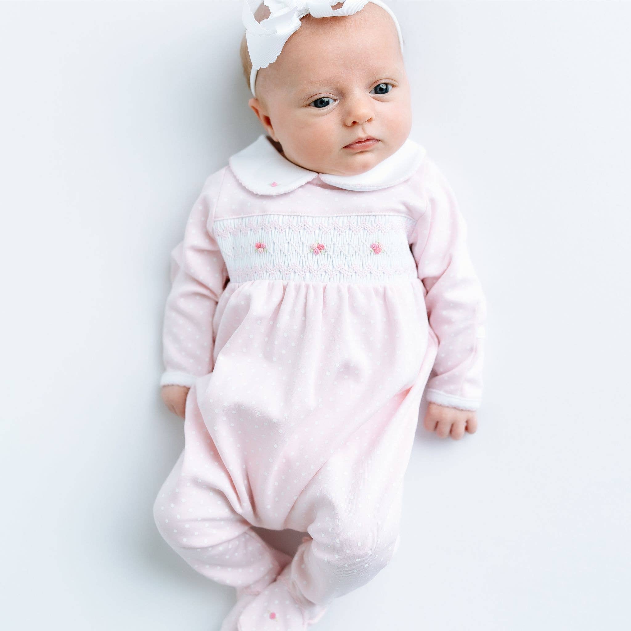 Mia's Classics Smocked Footie - Pink: 9 Months