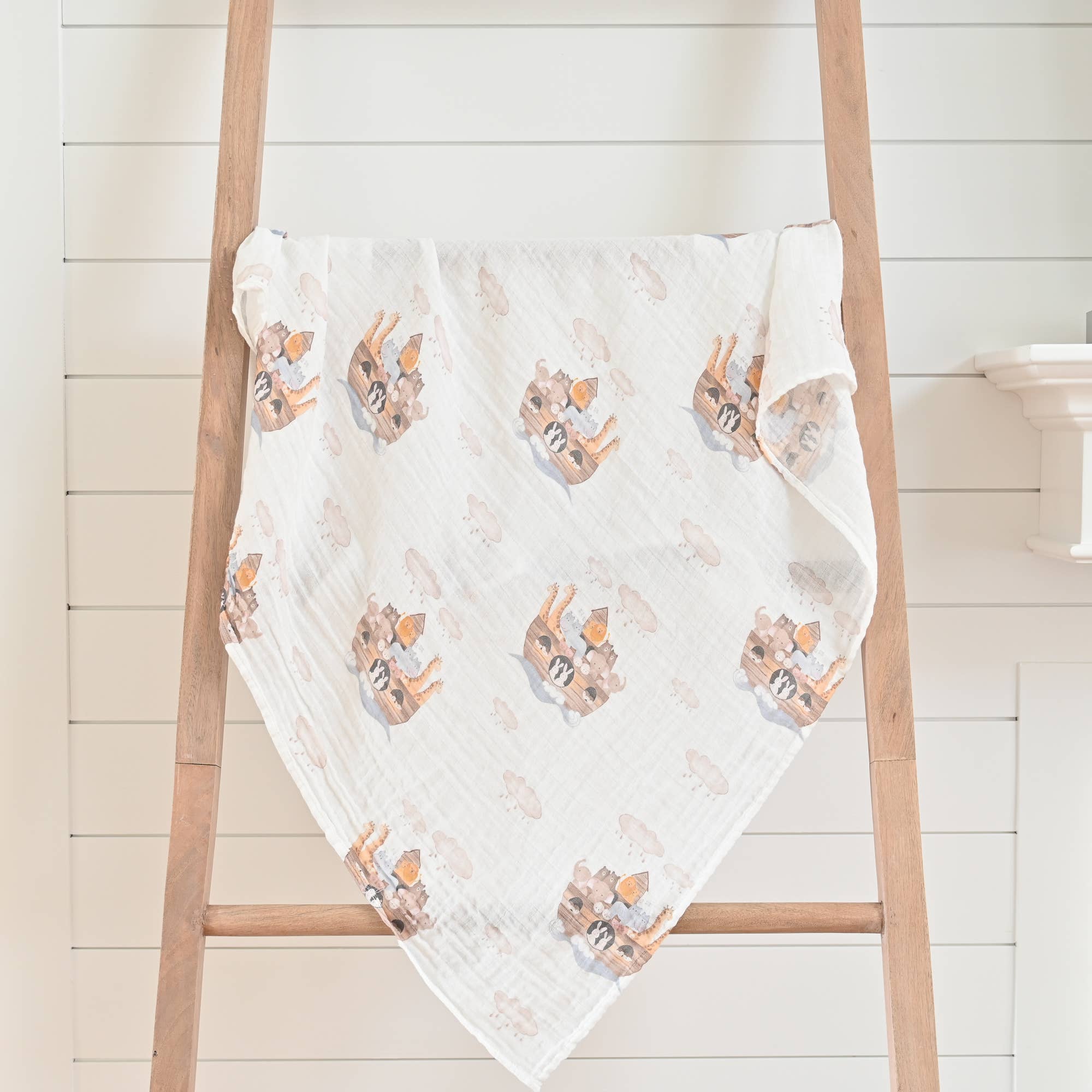 Baby Muslin Swaddle Blanket 47x47 Noah's Ark