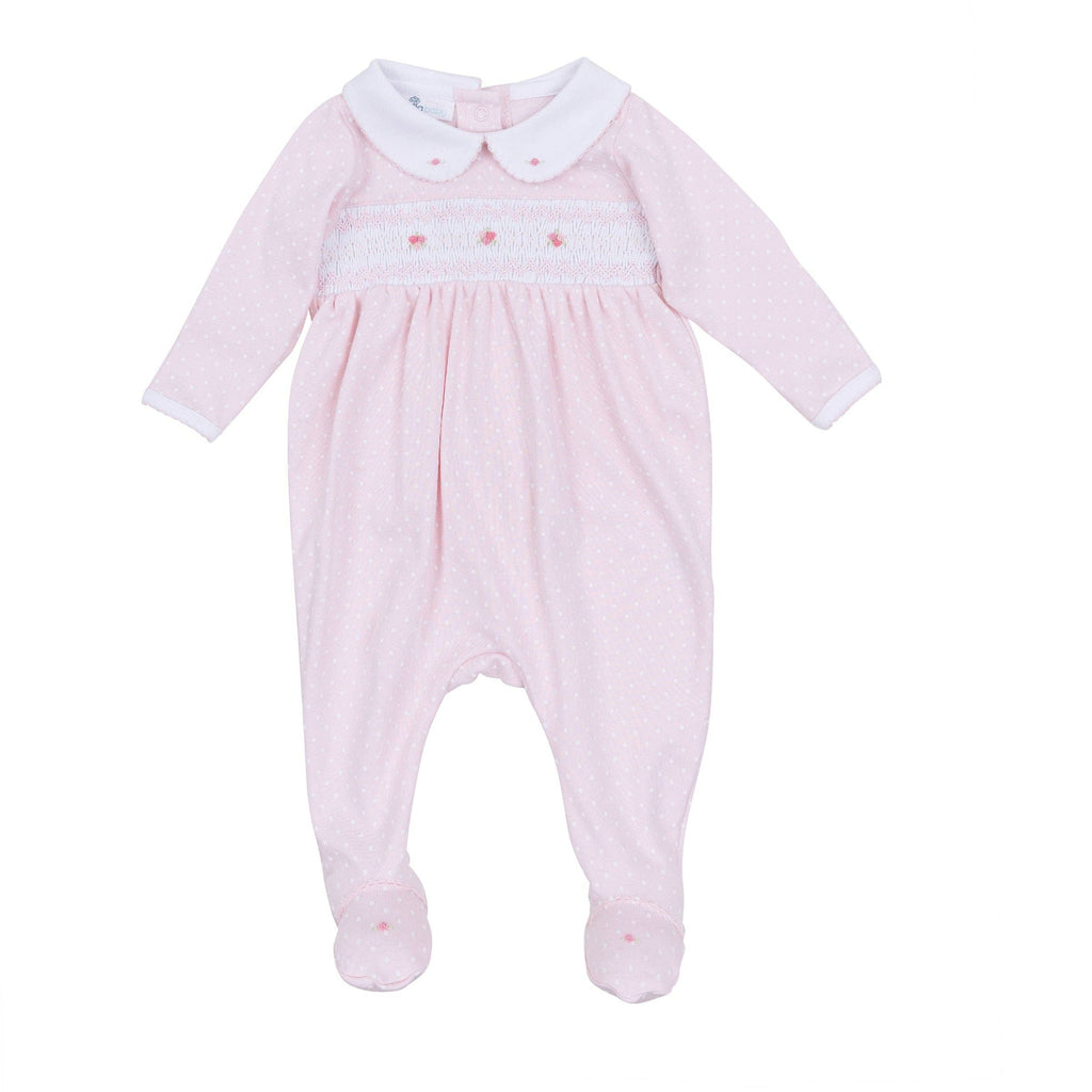 Mia's Classics Smocked Footie - Pink: 9 Months