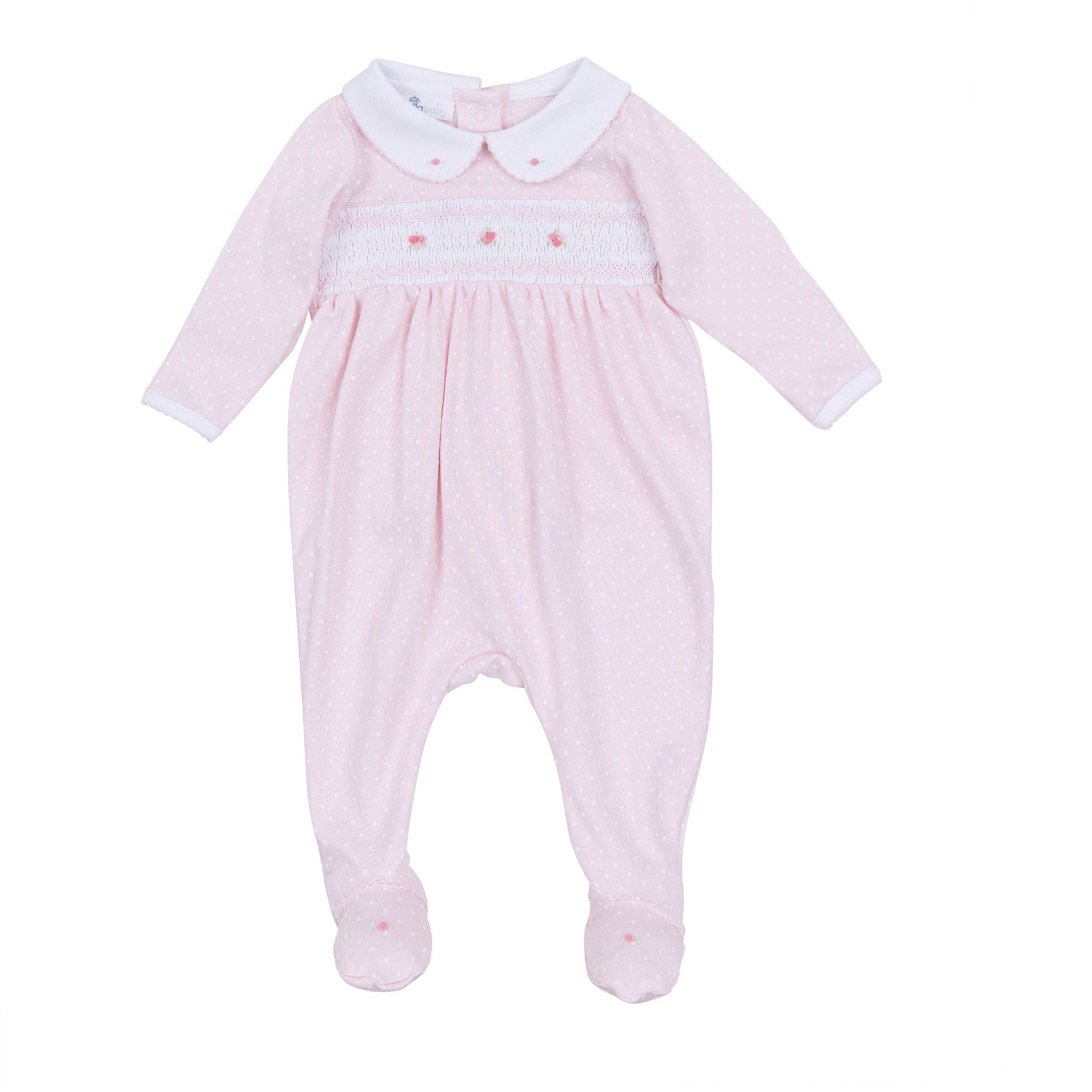 Mia's Classics Smocked Footie - Pink: 9 Months