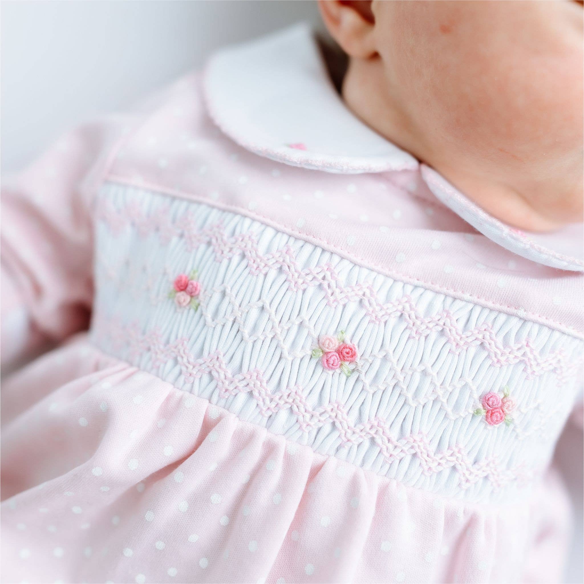 Mia's Classics Smocked Footie - Pink: 9 Months