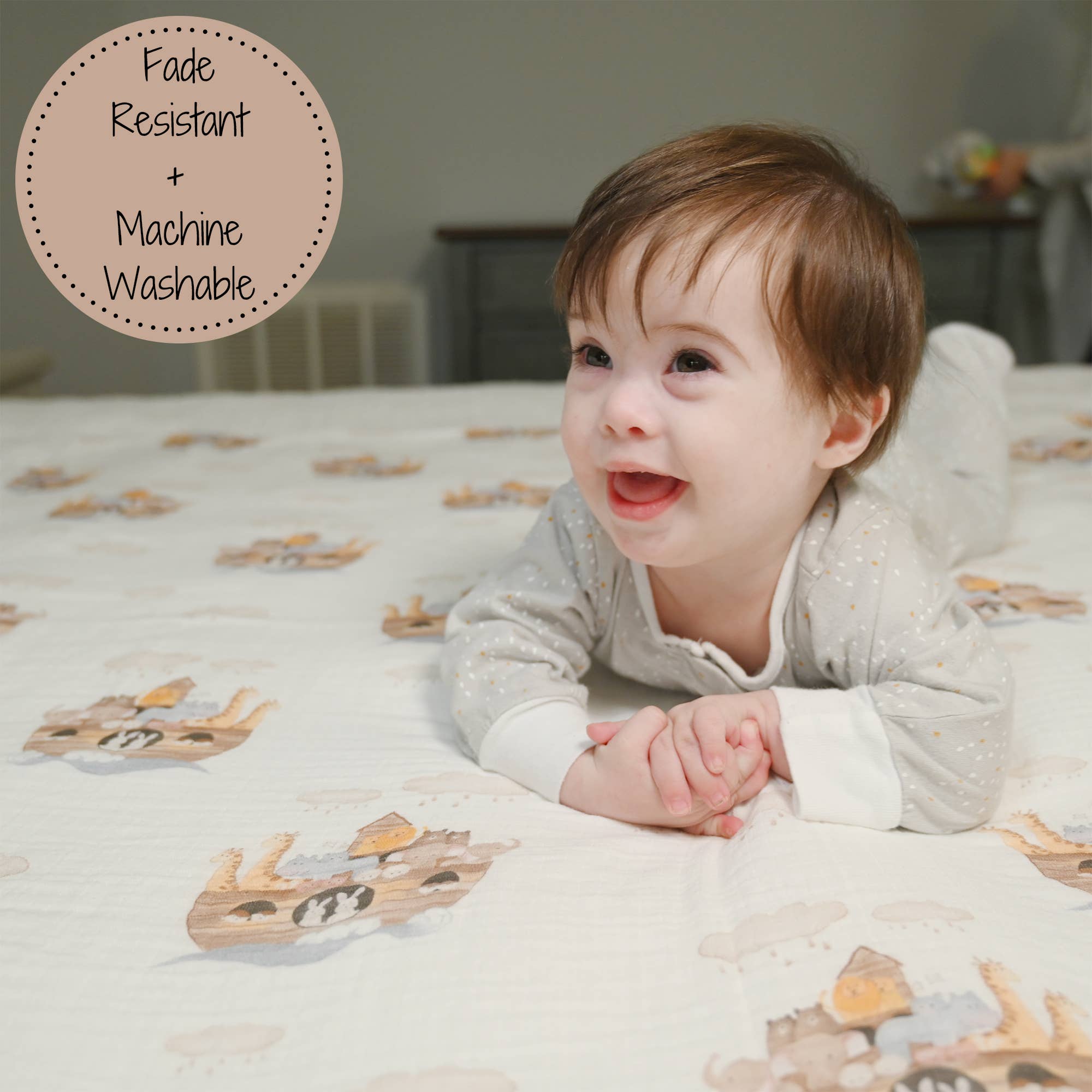 Baby Muslin Swaddle Blanket 47x47 Noah's Ark