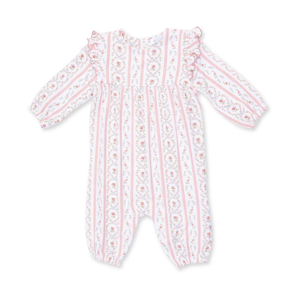 Marnie Rosebud Stripe - Long Sleeve Petal Ruffle Romper