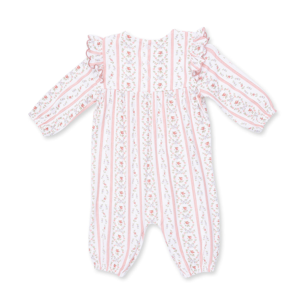 Marnie Rosebud Stripe - Long Sleeve Petal Ruffle Romper