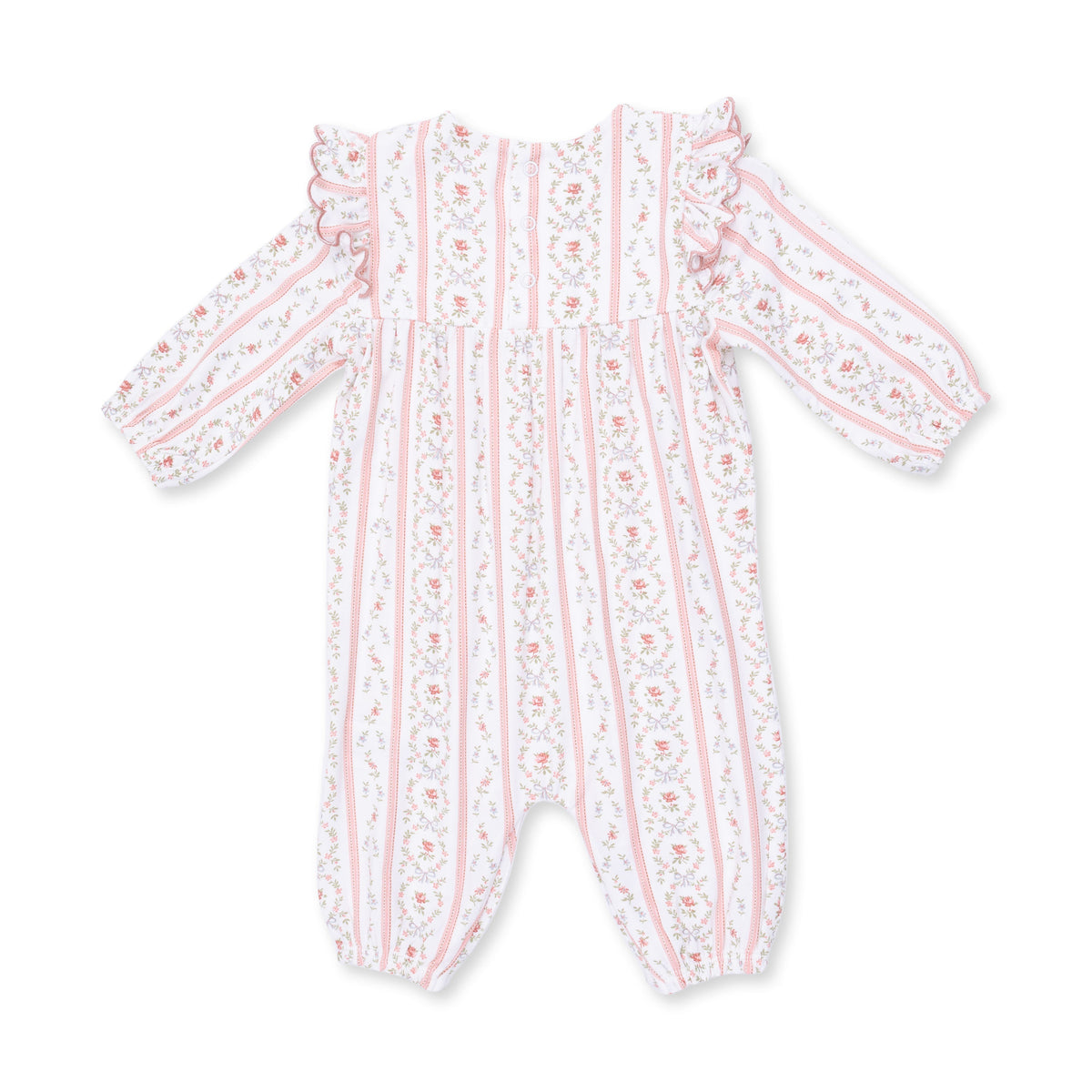 Marnie Rosebud Stripe - Long Sleeve Petal Ruffle Romper