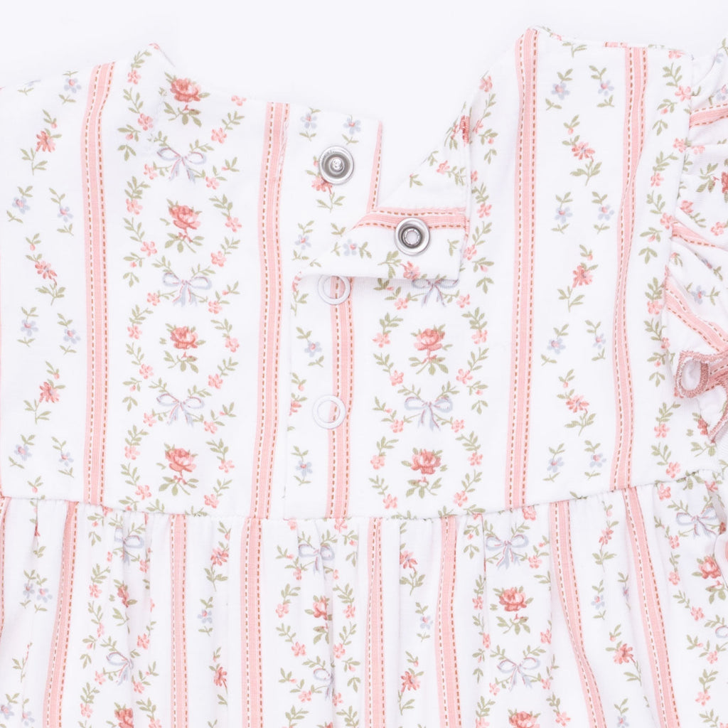 Marnie Rosebud Stripe - Long Sleeve Petal Ruffle Romper