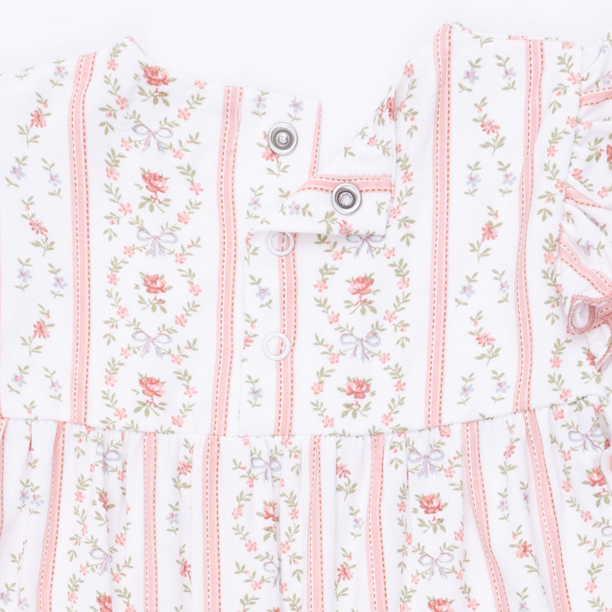 Marnie Rosebud Stripe - Long Sleeve Petal Ruffle Romper