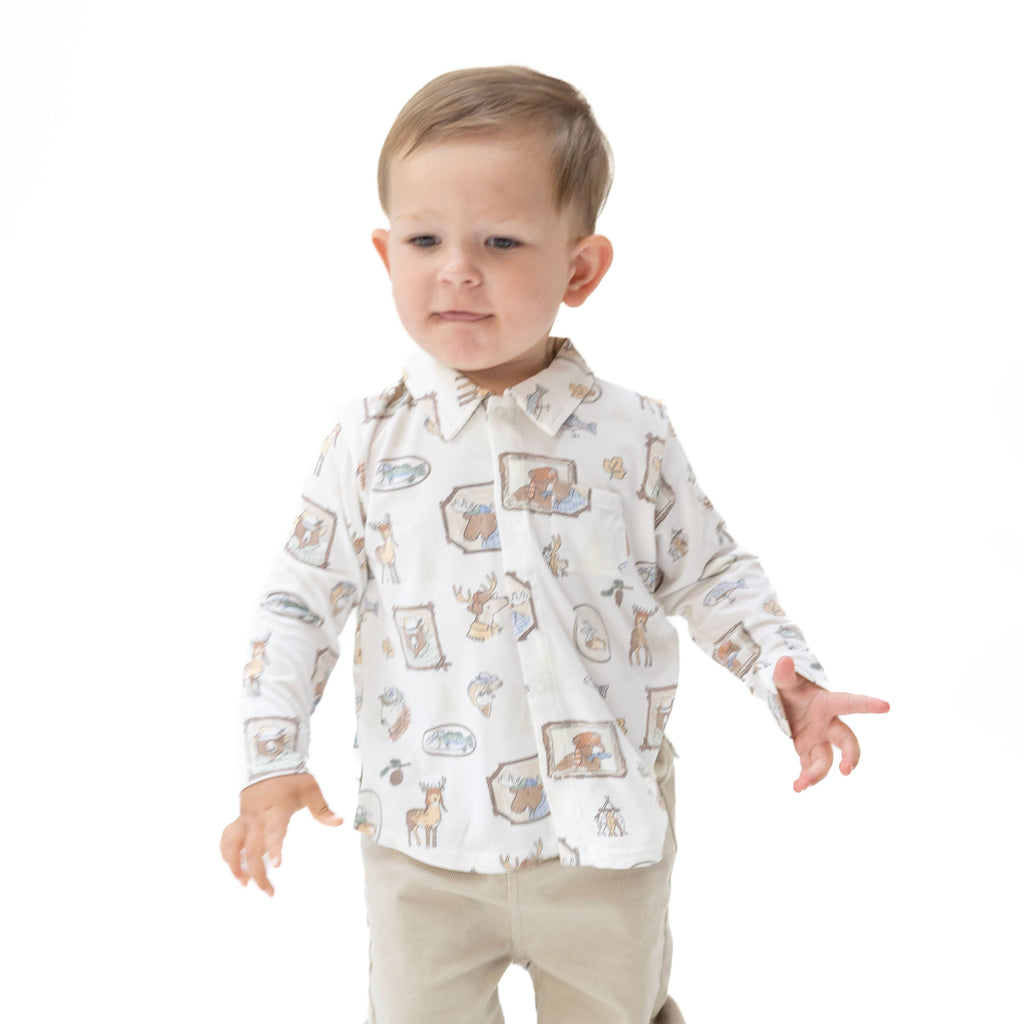 Woodson's Family Cabin - Long Sleeve Polo Button Up
