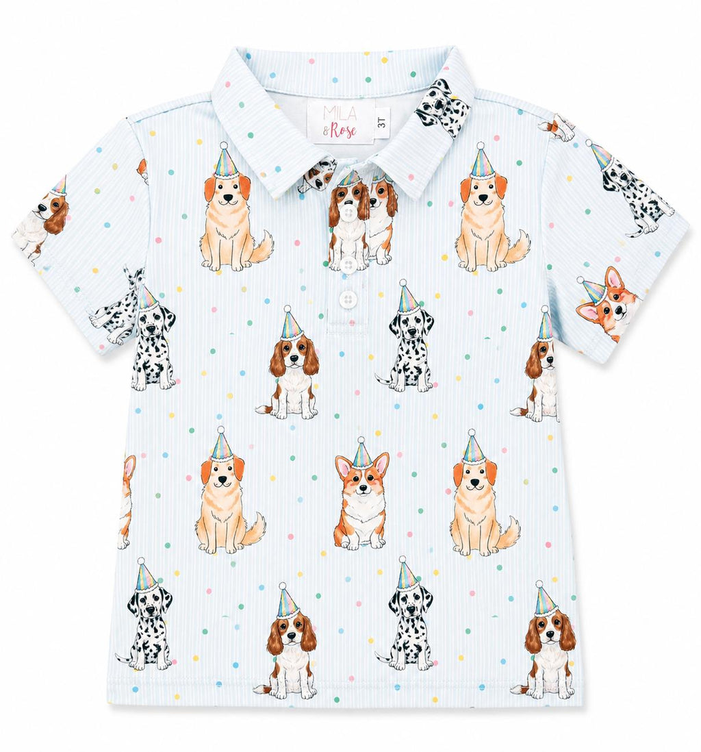 Boys Party Pups S/S Polo