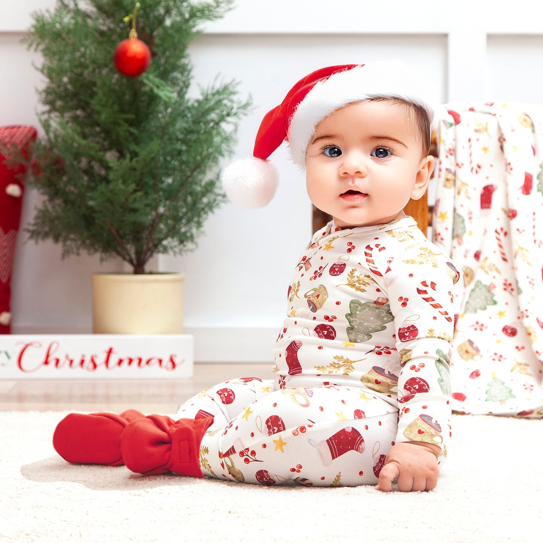 Bamboo Holiday Baby Zip Romper – Christmas One-Piece Pajamas