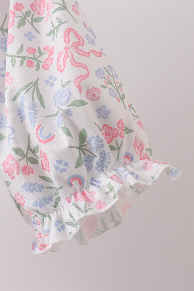 Pink floral smocked mom dress