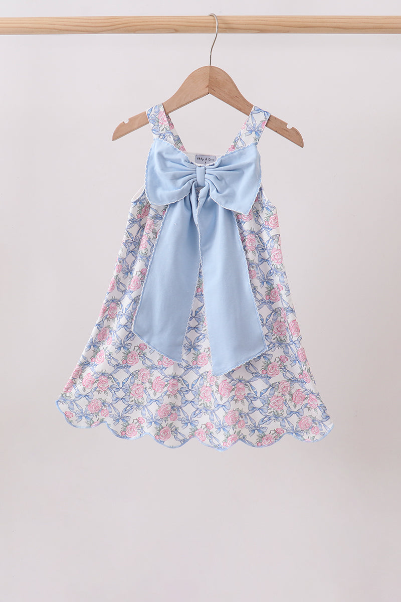 Blue Floral Bow Dress