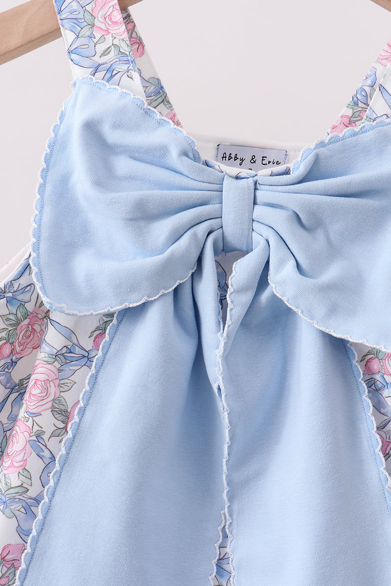 Blue Floral Bow Dress