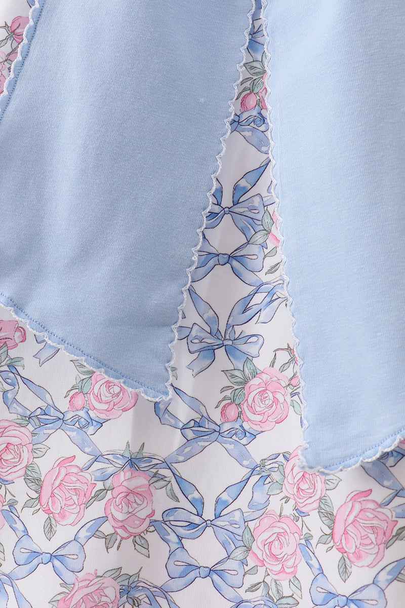 Blue Floral Bow Dress