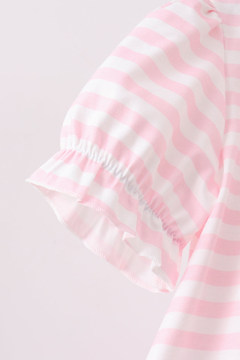 Pink Stripe Apple Book Appliqué Ruffle Set