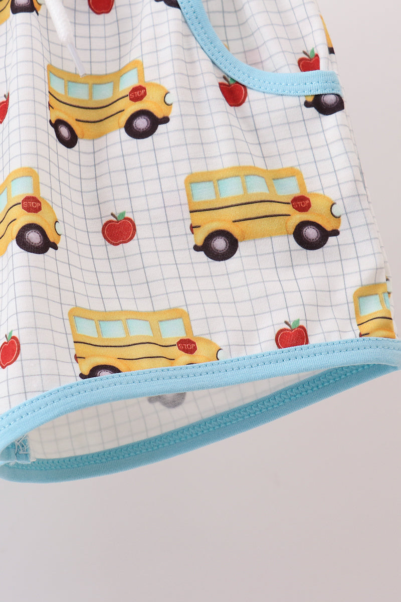 Blue Bus Embroidered Set