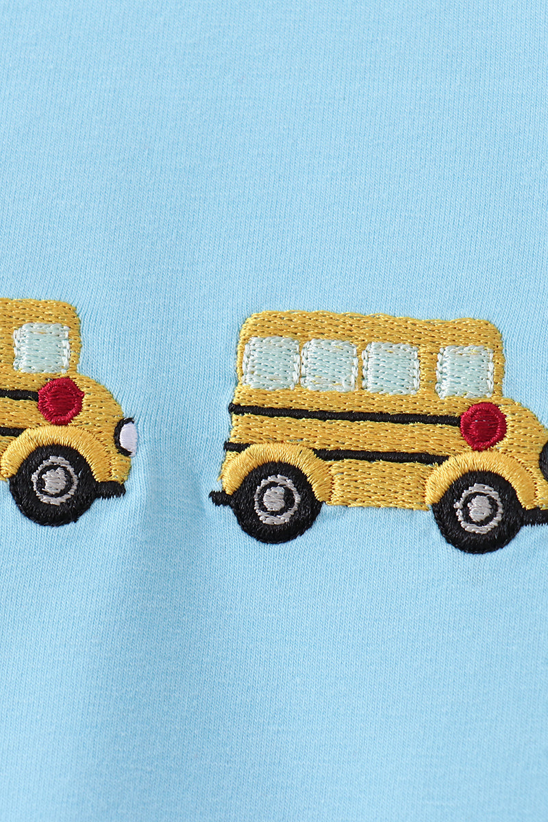 Blue Bus Embroidered Set