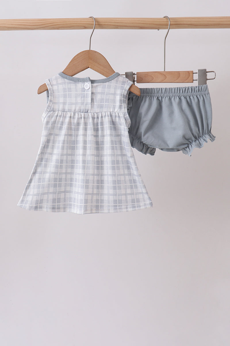 Blue Faith Quote Embroidered Bloomer Set