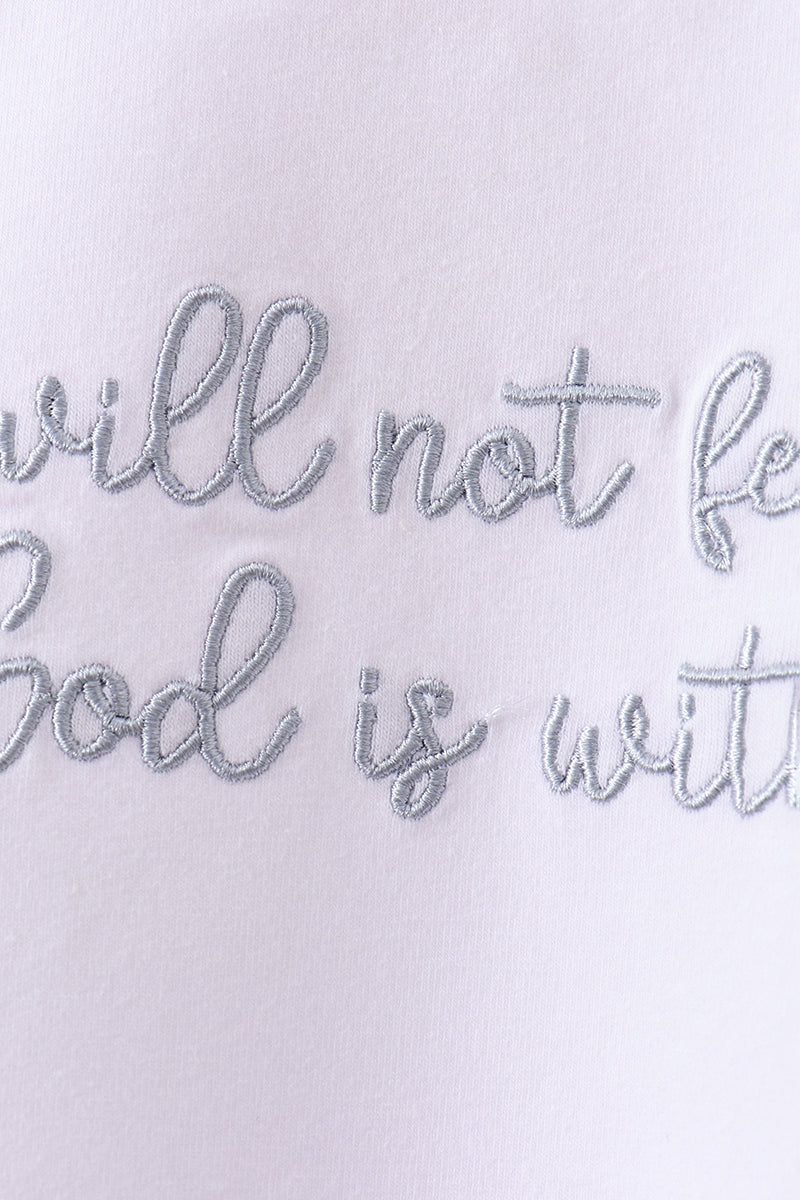 Blue Faith Quote Embroidered Shorts Set