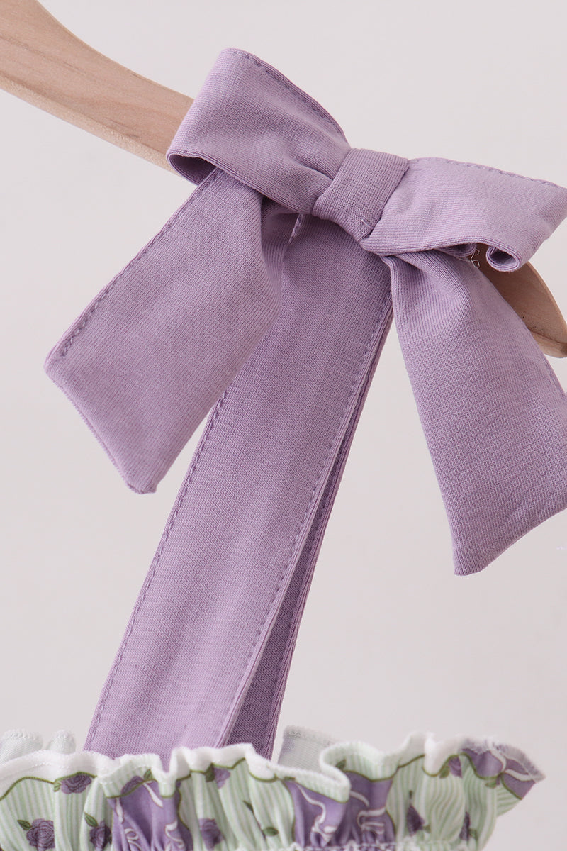 Purple Floral Smocked Women Dress