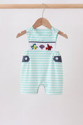 Blue stripe under the sea Embroidered Jon Jon