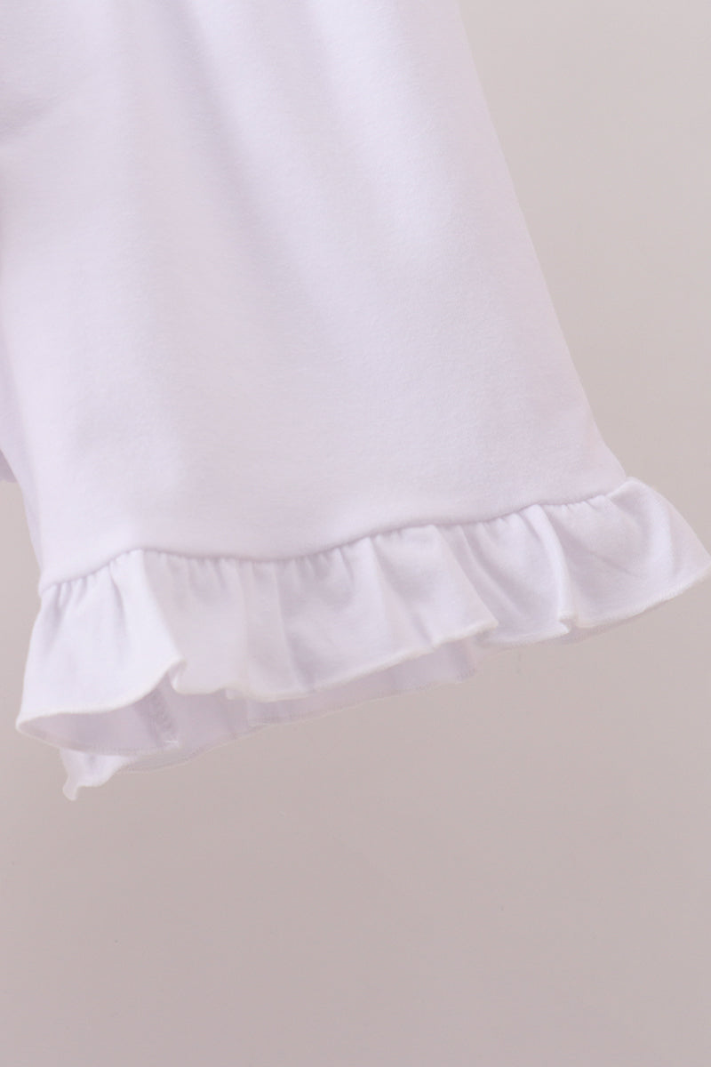 Khaki Puppy Smocked Ruffle Shorts Set