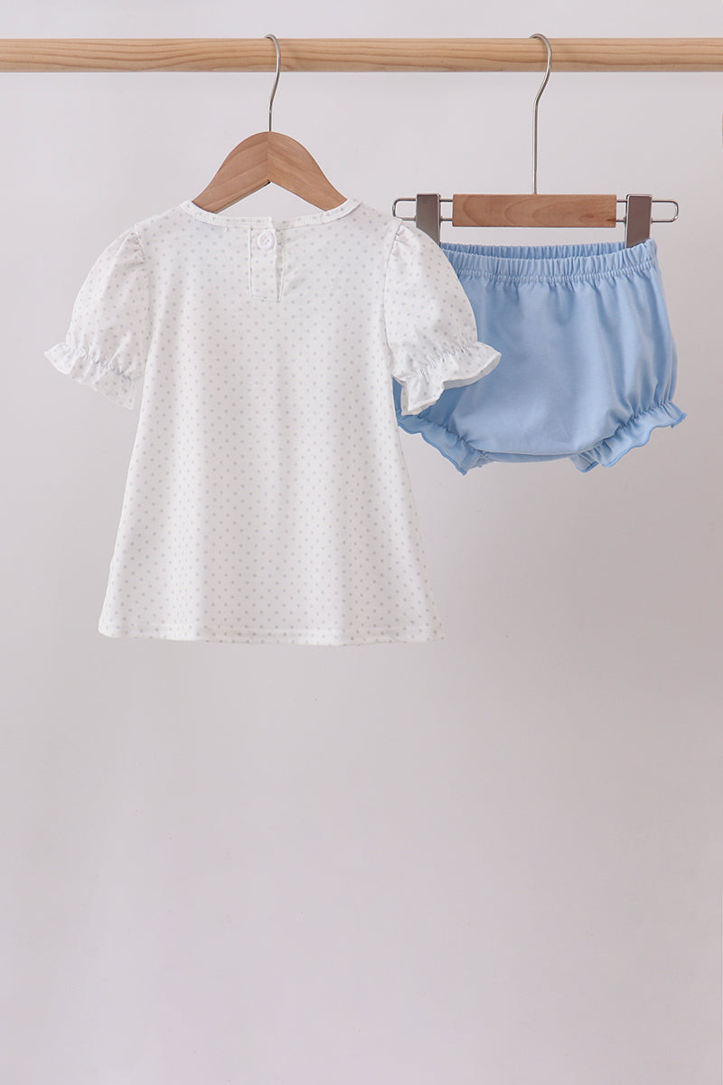 Blue Carousel Embroidered Bloomer Set