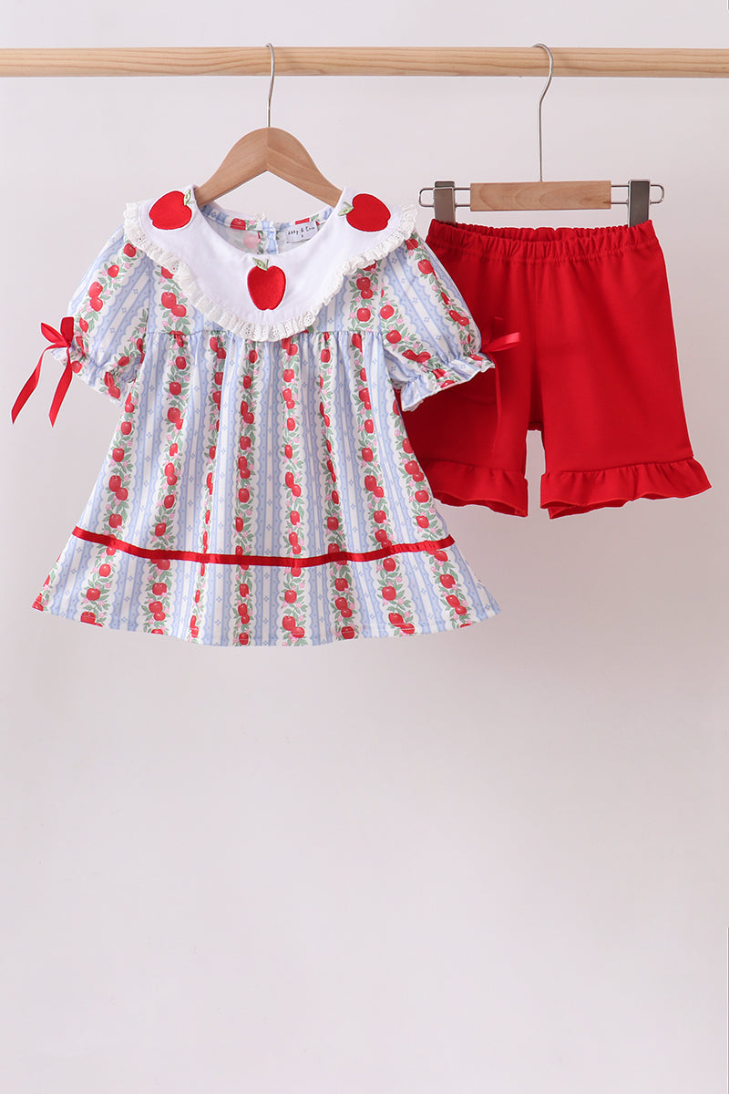 Red Apple Embroidered Set