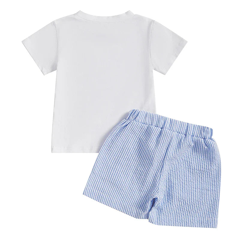 Boys Casual Stripe Shorts Set