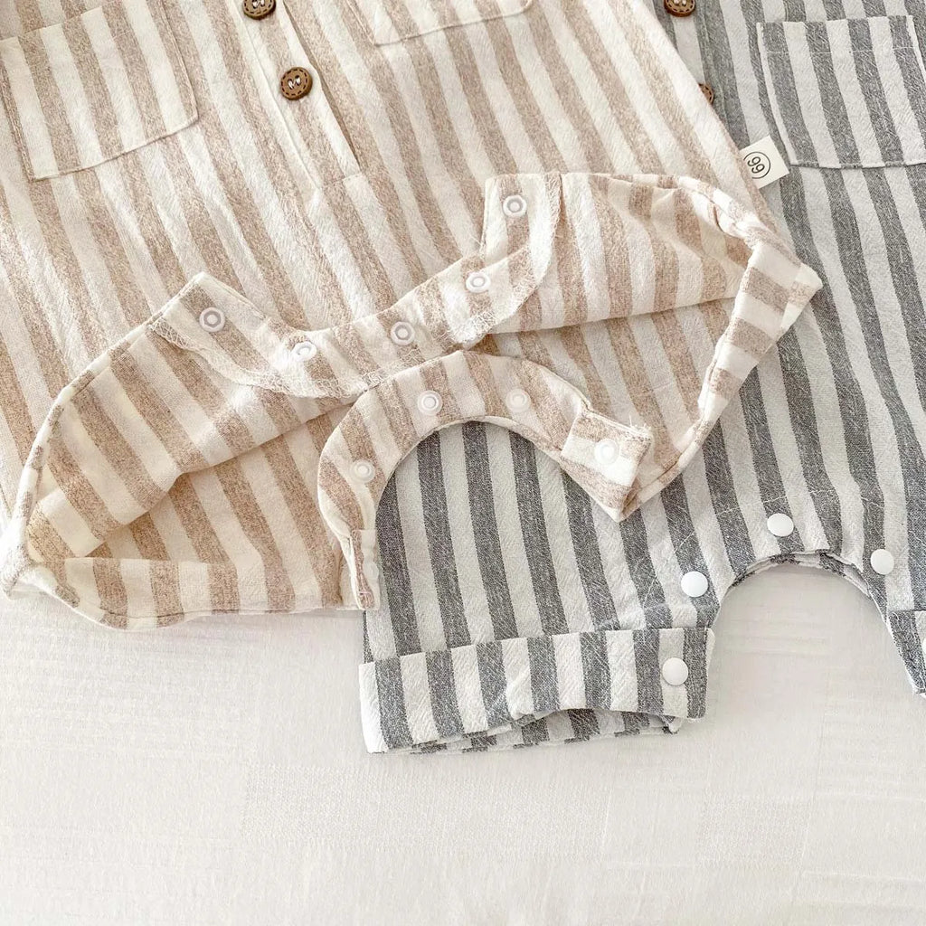 Boys Striped Linen Jumpsuit