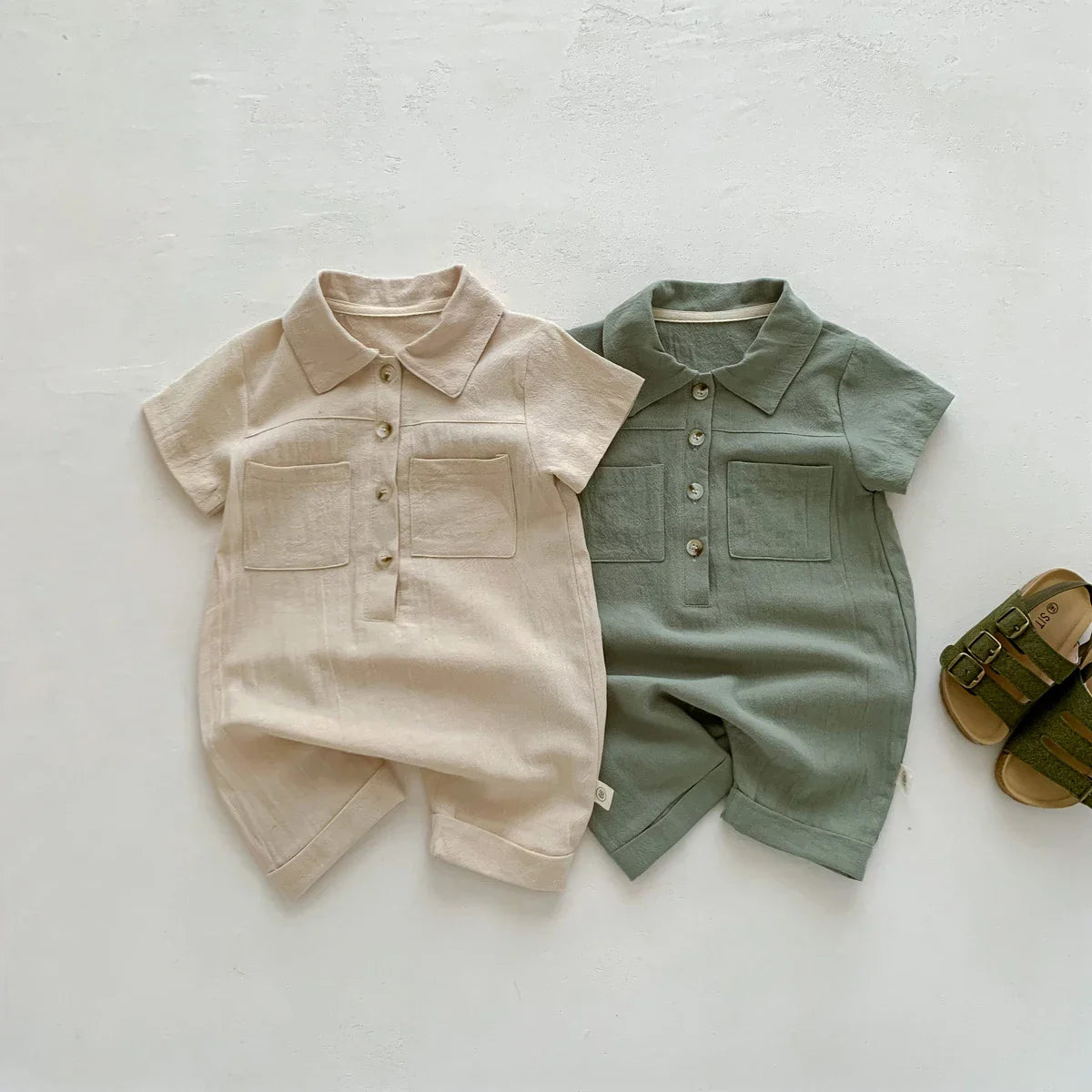 Solid Linen Overalls Jumpsuit