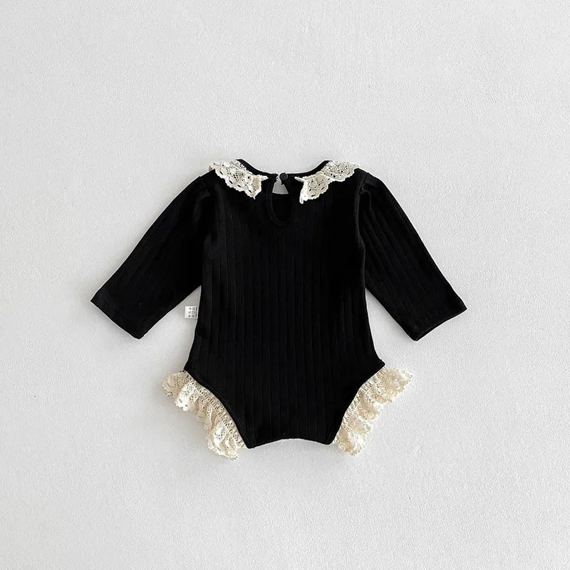 Lace Trim Long Sleeve Bodysuit