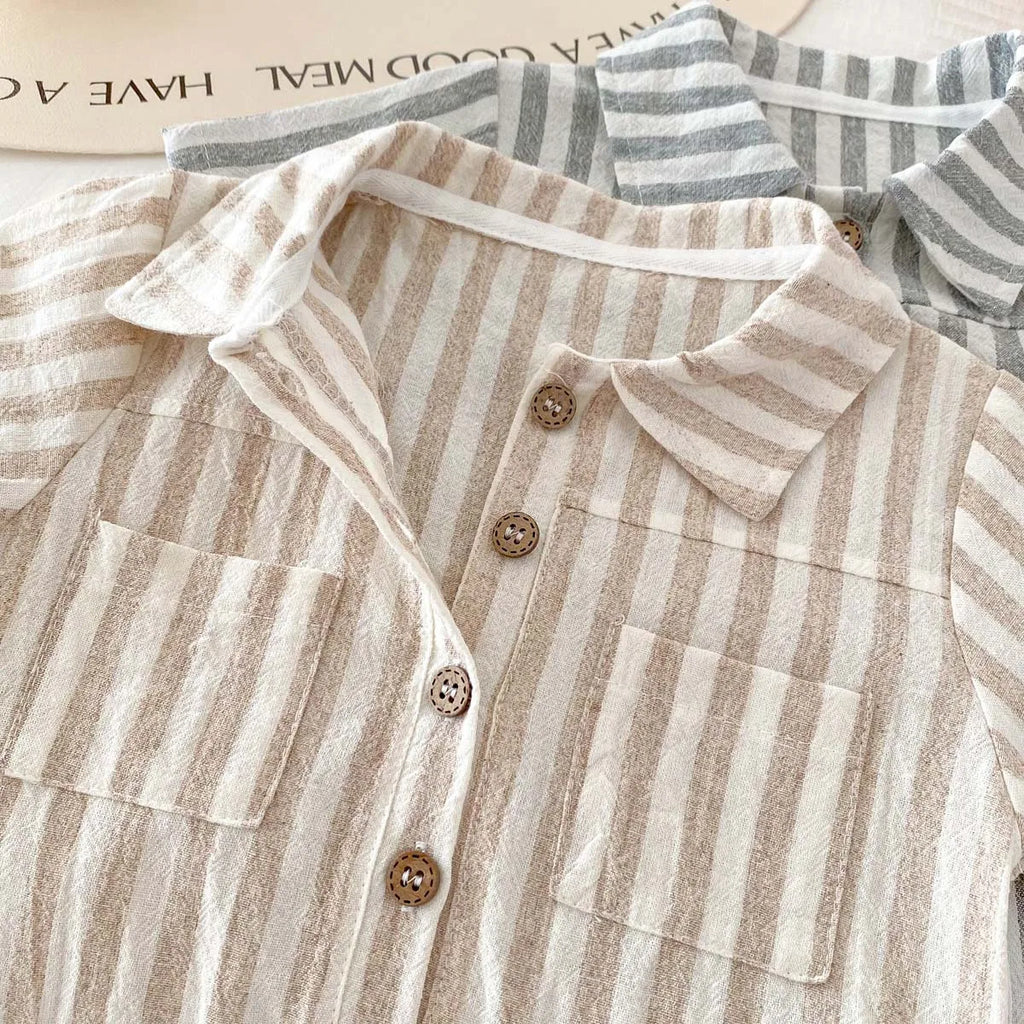 Boys Striped Linen Jumpsuit