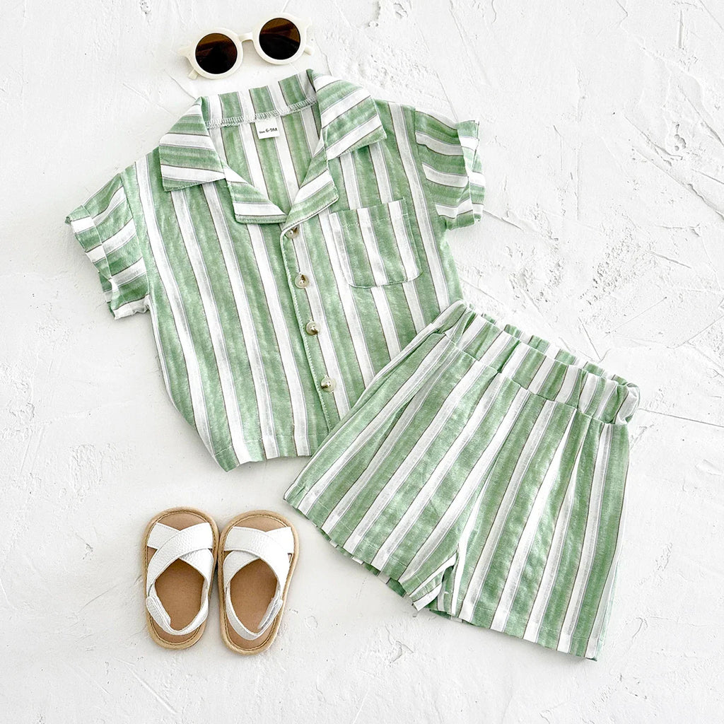 Mint Striped Linen Set