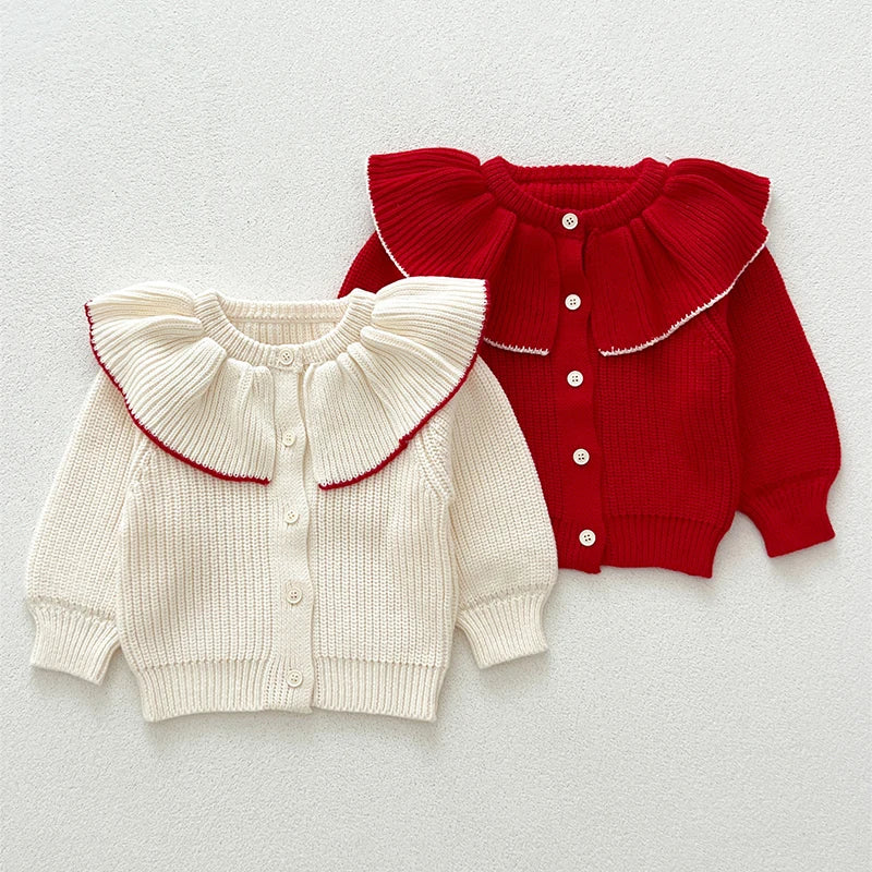 Knitted Flap Collar Cardigan