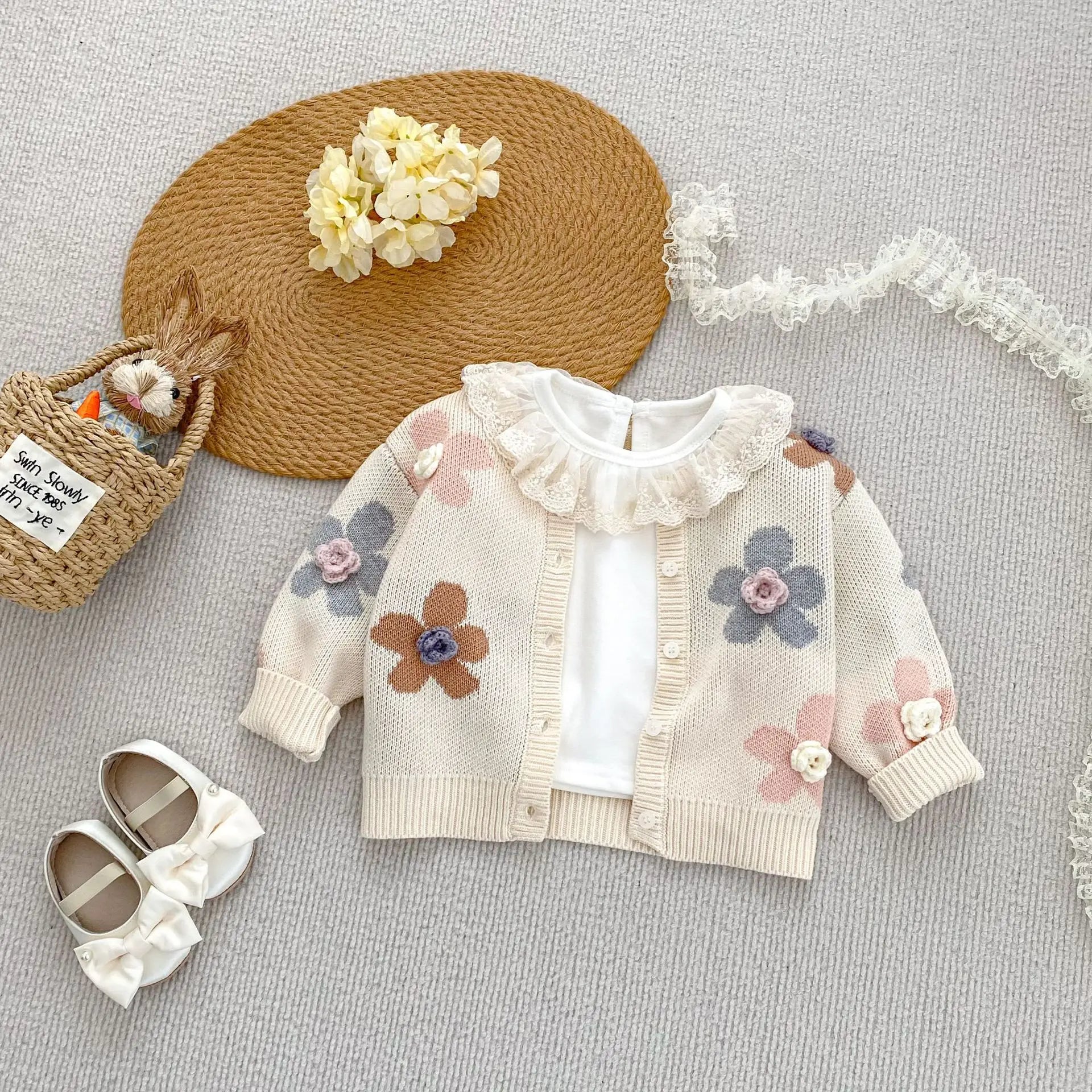 Floral Jacquard Knitted Cardigan