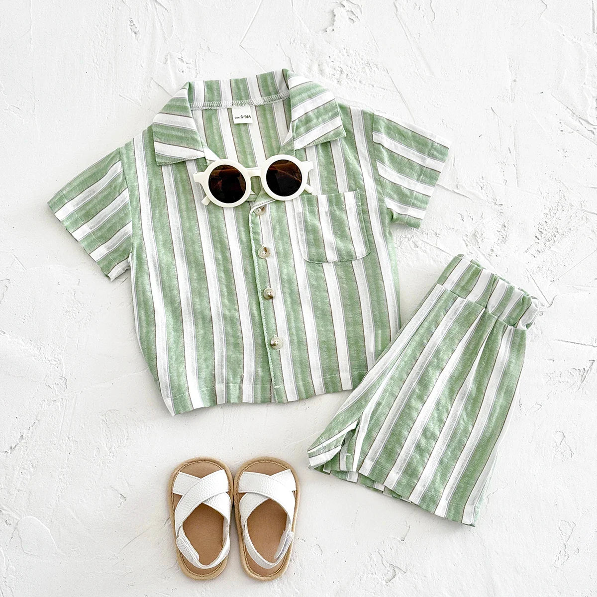 Mint Striped Linen Set